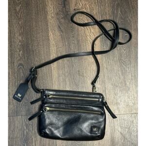 Wise Owl Black Genuine Leather Crossbody Purse